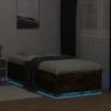 Lova Lovos rėmas su LED Dūminio ąžuolo 80 x 200 cm Apdirbta mediena