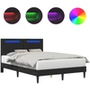 Lova Lovos rėmas su LED juostelėmis Juoda 140 x 190 cm Dirbtinė oda