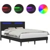 Lova Lovos rėmas su LED juostelėmis Juoda 120 x 190 cm Dirbtinė oda