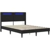 Lova Lovos rėmas su LED juostelėmis Juoda 140 x 190 cm Dirbtinė oda