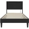 Lova Lovos rėmas su LED juostelėmis Juoda 90 x 190 cm Dirbtinė oda