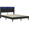 Lova Lovos rėmas su LED juostelėmis Juoda 140 x 190 cm Dirbtinė oda