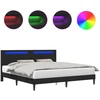 Lova Lovos rėmas su LED juostelėmis Juoda 180 x 200 cm Dirbtinė oda