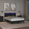Lova Lovos rėmas su LED juostelėmis Juoda 160 x 200 cm Dirbtinė oda