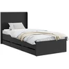 Lova Lovos rėmas su saugojimu ir nugara su stalčių Juoda 90 x 200 cm