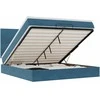Osmanų lovos rėmas su čiužiniais, mėlynas, 200x200cm, aksomas