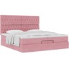 Lova Osmanų lovos rėmas su čiužiniais, rožinis, 200x200cm, aksomas