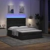 Osmanų lova su čiužiniu ir LED juodas 140x190cm audinys