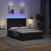 Osmanų lova su čiužiniu ir LED juodas 140x190cm audinys