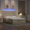 Osmanų lova su čiužiniu ir LED kreminiu 140x190cm audinys