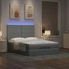 Osmanų lova su čiužiniu ir LED šviesiai pilka 140x190cm audinys