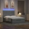 Osmanų lova su čiužiniu ir LED šviesiai pilka 140x190cm audinys