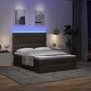 Osmanų lova su čiužiniu ir LED, rudas, 140x190cm, audinys