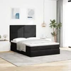 Lova Pufas su čiužiniais ir LED lemputėmis, juodas, 140x200cm, aksomas