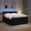 Lova su čiužiniu ir LED apšvietimu Juoda 160 x 200 cm Aksomas
