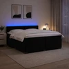 Lova su čiužiniu ir LED apšvietimu Juoda 200 x 200 cm Aksomas