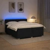 Lova su čiužiniu ir LED apšvietimu Juoda 200 x 200 cm Audinys