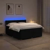 Lova su čiužiniu ir LED apšvietimu Juoda 200 x 200 cm Aksomas