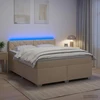 Lova su čiužiniu ir LED apšvietimu Kreminė 180 x 200 cm Audinys