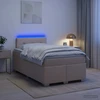 Lova su čiužiniu ir LED apšvietimu Kreminė 120 x 190 cm Audinys