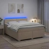 Lova su čiužiniu ir LED apšvietimu Kreminė 140 x 190 cm Audinys