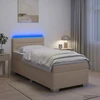 Lova su čiužiniu ir LED apšvietimu Kreminė 80 x 200 cm Audinys