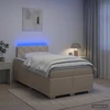 Lova su čiužiniu ir LED apšvietimu Kreminė 120 x 200 cm Audinys
