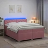 Lova su čiužiniu ir LED apšvietimu Rožinė 200 x 200 cm Aksomas
