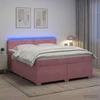 Lova su čiužiniu ir LED apšvietimu Rožinė 160 x 200 cm Aksomas