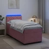 Lova su čiužiniu ir LED apšvietimu Rožinė 90 x 200 cm Aksomas
