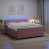 Lova su čiužiniu ir LED apšvietimu Rožinė 200 x 200 cm Aksomas