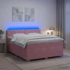 Lova su čiužiniu ir LED apšvietimu Rožinė 140 x 200 cm Aksomas