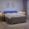 Lova su čiužiniu ir LED apšvietimu Taupe 200 x 200 cm Audinys