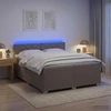 Lova su čiužiniu ir LED apšvietimu Taupe 200 x 200 cm Audinys