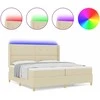 Kiemas lova su LED juostelėmis Kreminė 200 x 200 cm audinys
