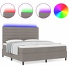 Kiemas lova su čiužiniu su LED Taupe 160 x 200 cm audinys