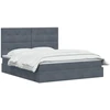 Lova su daiktų laikymo vieta ir čiužiniu Tamsiai pilka Aksomas