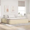 Lova su daiktų laikymo vieta ir čiužiniu Kreminė 200 x 200 cm