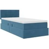 Lova su daiktų laikymo vieta ir LED Tamsiai mėlyna 90 x 190 cm