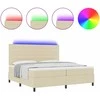 Kiemas lova su čiužiniu su LED Kreminė 200 x 200 cm audinys