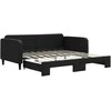 Lova su ištraukiama dalimi, juodos spalvos, 90x190cm, audinys