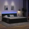Lova su daiktų laikymo vieta ir LED Juoda 200 x 200 cm audinys