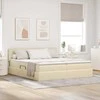Lova su LED juostelių žibintais Kremas 180 x 200 cm audinys