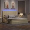 LED saugojimo lova su čiužiniu Kremas 180 x 200 cm Audinys