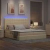 Lova su LED juostelių žibintais Kremas 200 x 200 cm audinys