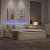 Lova su LED juostelių žibintais Kremas 200 x 200 cm audinys