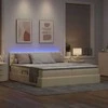 Lova su LED juostelių žibintais Kremas 200 x 200 cm audinys