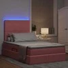 Lova su daiktų laikymo vieta ir LED Rožinė 120 x 200 cm Aksomas