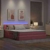 LED saugojimo lova su čiužiniu Rožinė 160 x 200 cm Aksomas