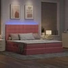 LED saugojimo lova su čiužiniu Rožinė 180 x 200 cm Aksomas